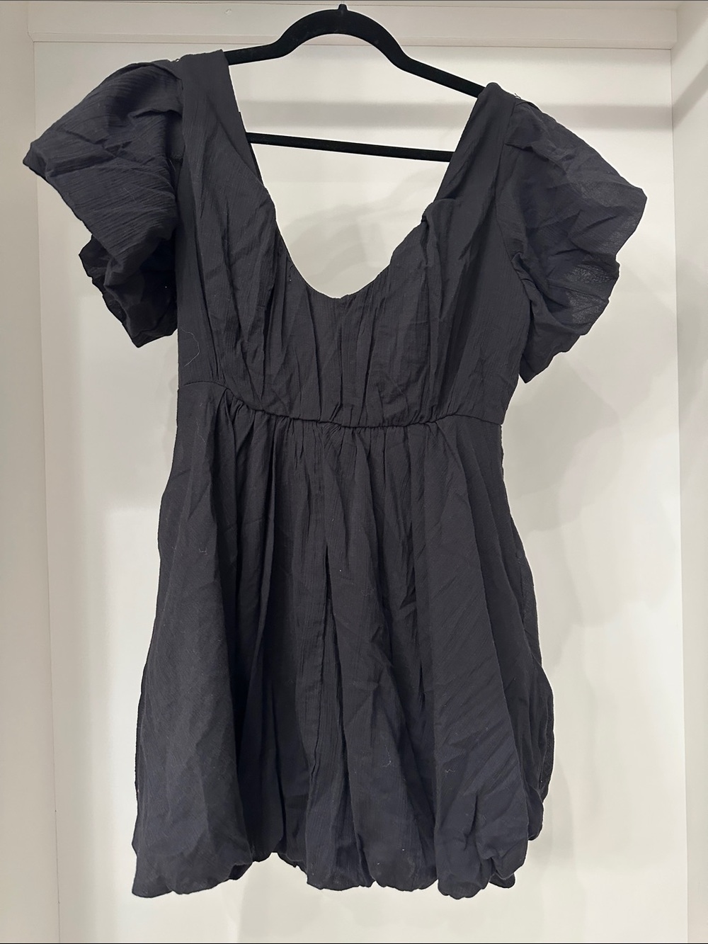 Pink Lily small Black Puff Sleeve Babydoll Dress.  Like new